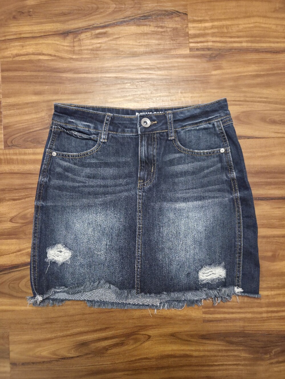 NWOT Distressed Denim Skirt Size 1